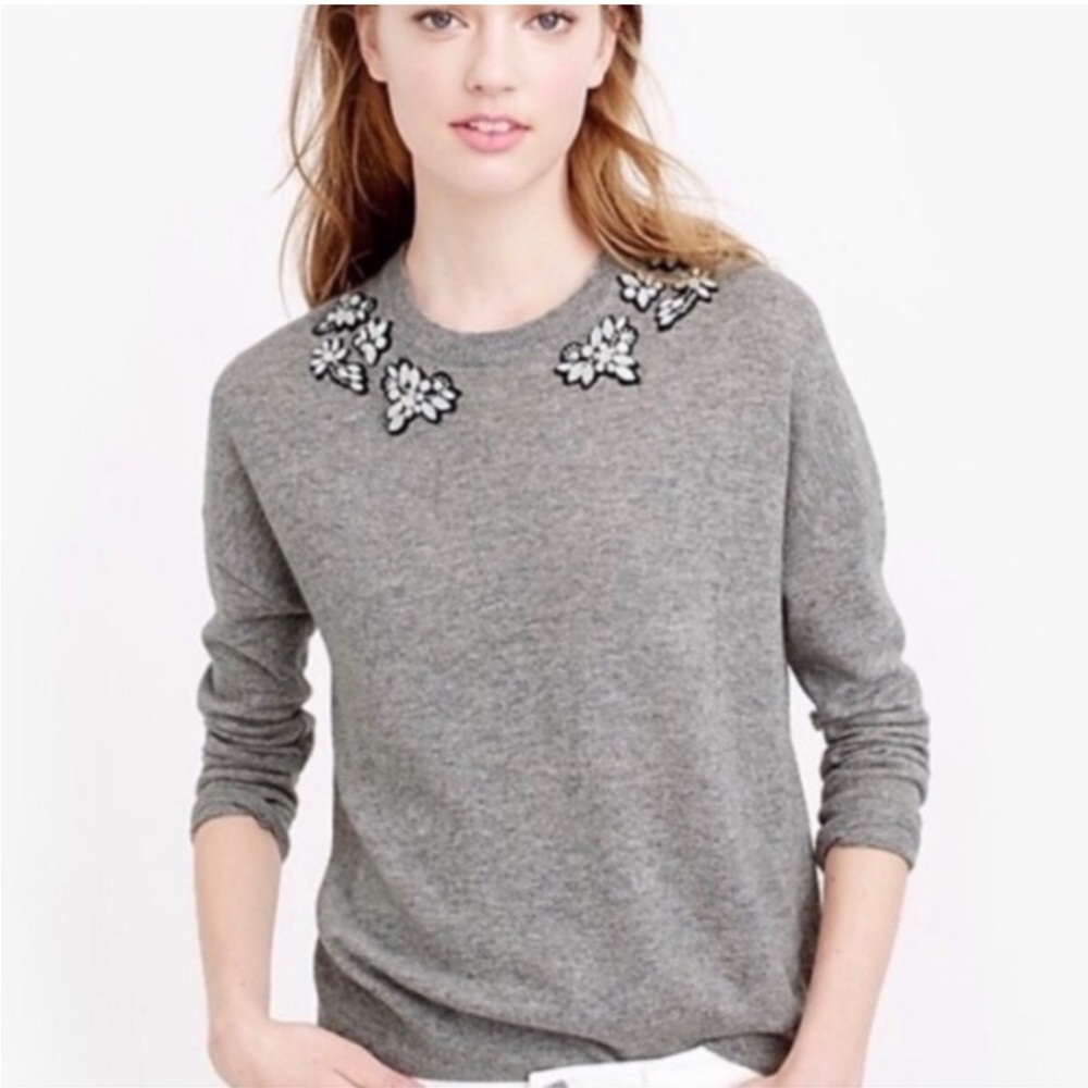 J. Crew | Wool Embellished Crewneck Sweater